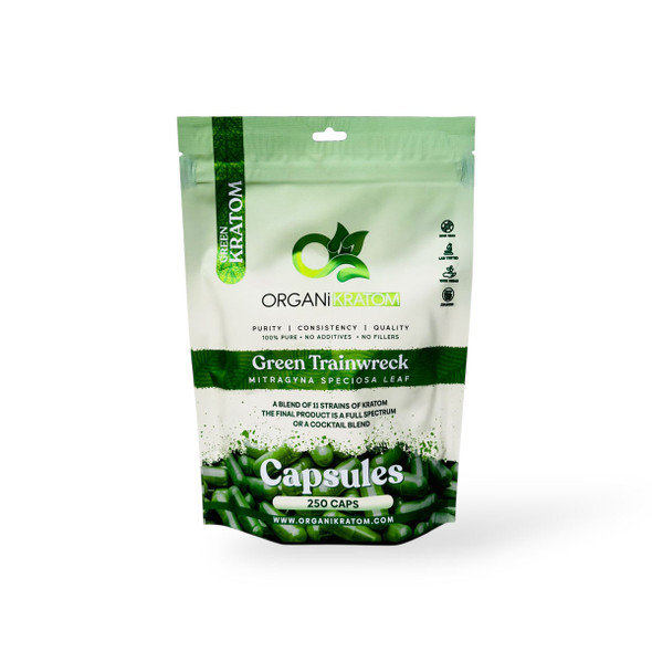 Organi Kratom Green Trainwreck Capsules | 250g