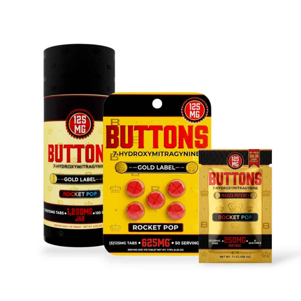 Buttons Gold Label 7- Hydroxymitragynine Chewable Tablets Rocket Pop 125mg Per Tablet