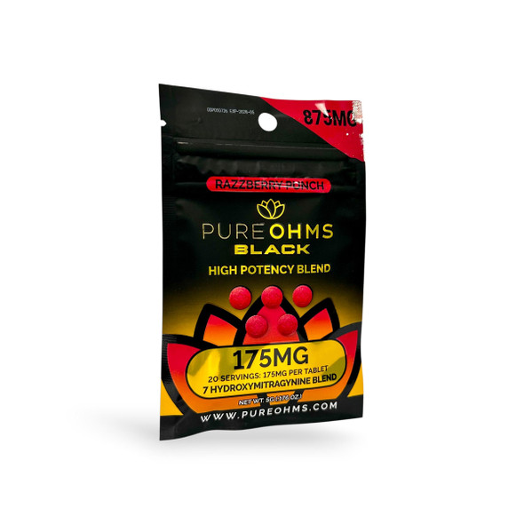 Pure Ohms Black 7-Hydroxy Chewable Tablets Razzberry Punch 175mg | 5ct