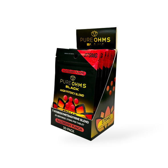 Pure Ohms Black 7-Hydroxy Chewable Tablets Razzberry Punch 175mg | 5ct