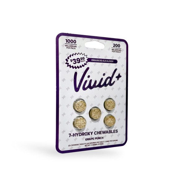 Vivid+ 7-Hydroxy Chewable Tablets Grape Punch 200mg | 5ct