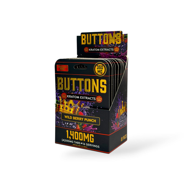 Buttons Kratom Extracts Chewable Tablets Wild Berry Punch 350mg | 4ct  Box