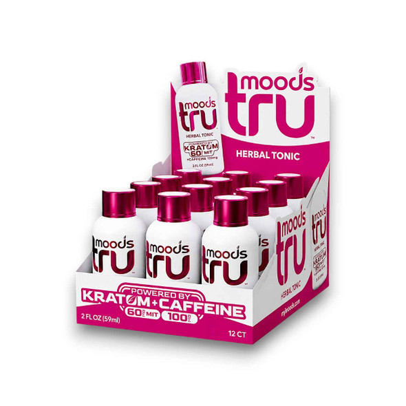 Tru Moods Herbal Tonic Pink Kratom + Caffeine Shot 2oz | Box