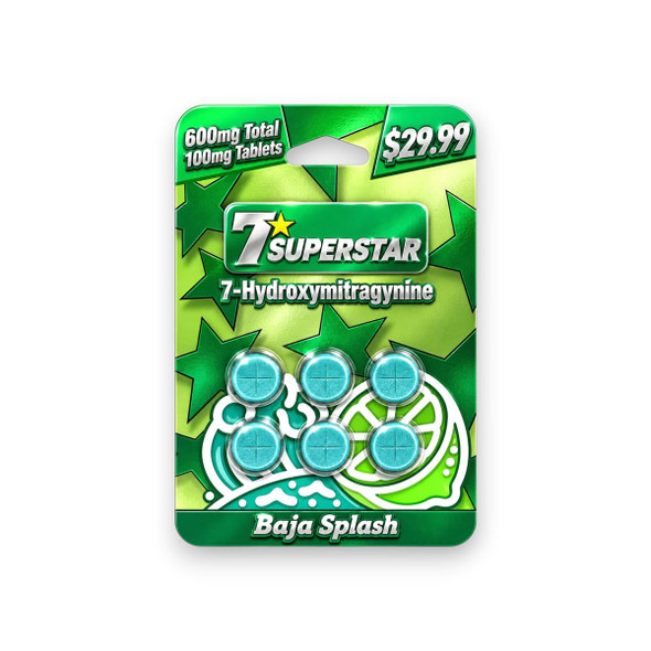 7 Superstar 7- Hydroxymitragynine Chewable Tablets Baja Splash 100mg | 6ct