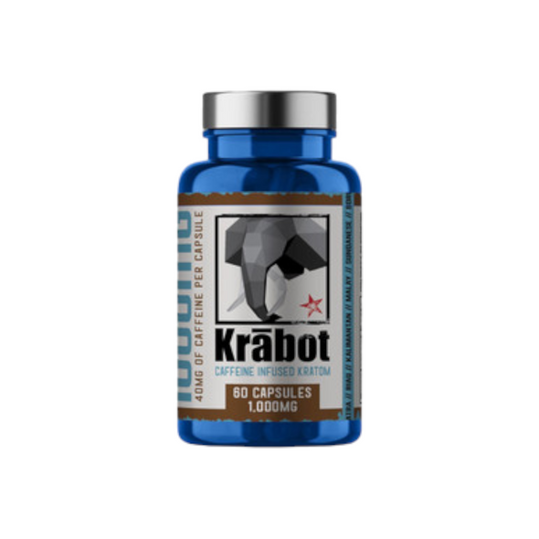 Krabot Kratom Caffeine Infused 60 Capsules Green Maeng Da 1000mg