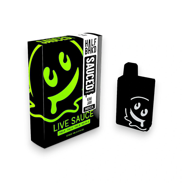 Half Bak'd Live Sauce Disposable Vape Indica Kiwi Jam 4ml