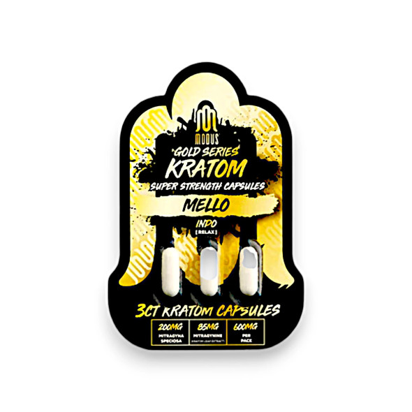 Modus Gold Series Kratom Super Strength Capsules Mello Indo Relax | 3 Capsules