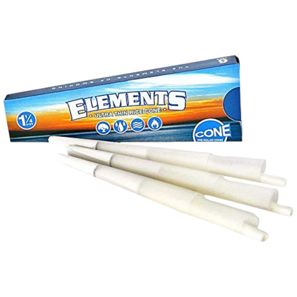 Elements Ultra Thin Rice 1 1/4 Pre-Rolled Cones 6ct Pack