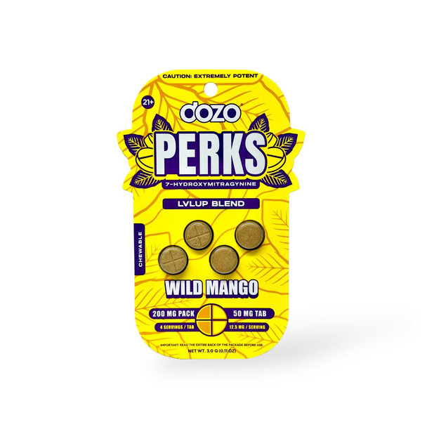 Dozo Perks Maximum Strength 7-OH LVLUP Wild Mango 50mg | 4 Tablets