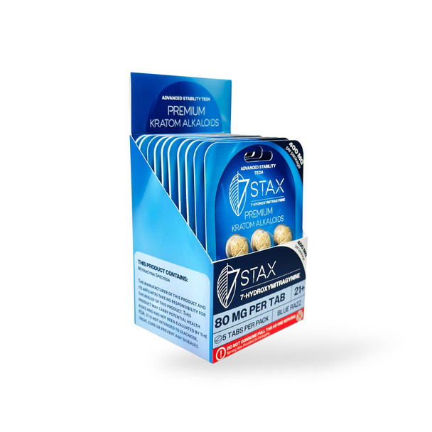 7 Stax 7 Hydroxymitragynine Tablets Blue Razz 80mg Per Tablet | 5 Tablets | Box