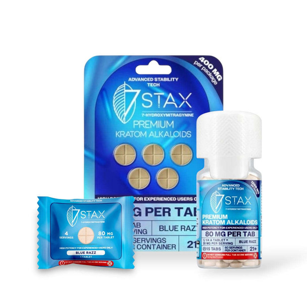 7 Stax 7 Hydroxymitragynine Tablets Blue Razz 80mg