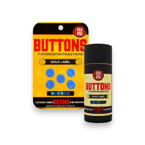 Buttons Gold Label 7- Hydroxymitragynine Chewable Tablets Blue Razz 125mg
