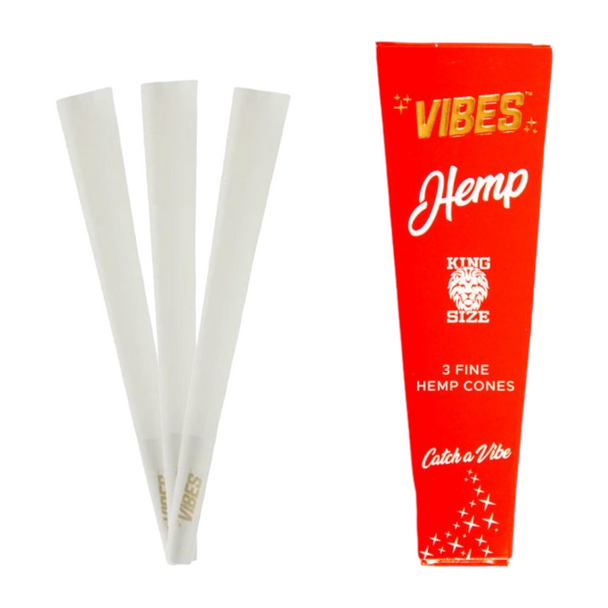 Vibes King Size Pre-Roll Cones 3CT Pack Hemp