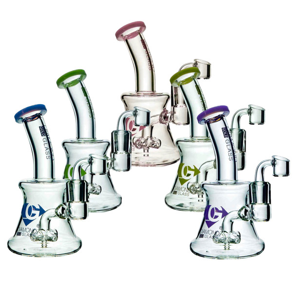 Diamond Glass Dab Rig 7" - Bend with Cross Percolator