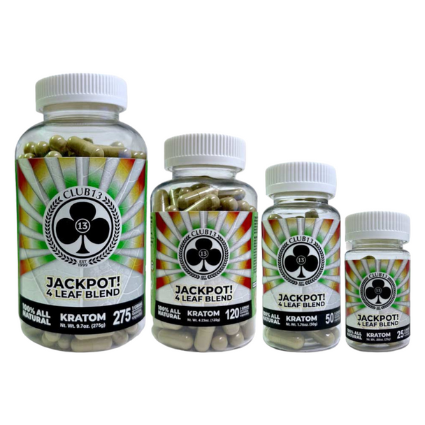 Club 13 975mg Kratom Capsules Jackpot 4 Leaf Blend