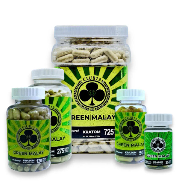 Club 13 975mg Kratom Capsules Green Malay