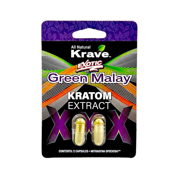 Krave Kratom Extract Capsules Green Malay 2 Ct