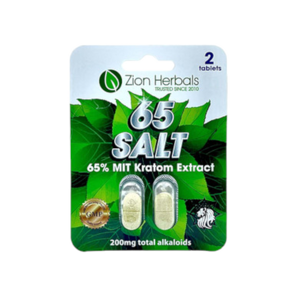 Zion Herbals 65 Salt Kratom Extract Capsules 2ct 200mg
