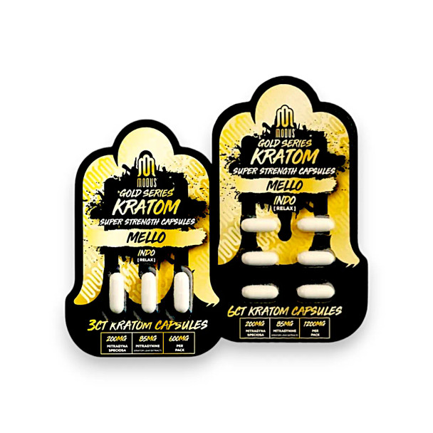 Modus Gold Series Kratom Super Strength Capsules Mello Indo Relax | Set