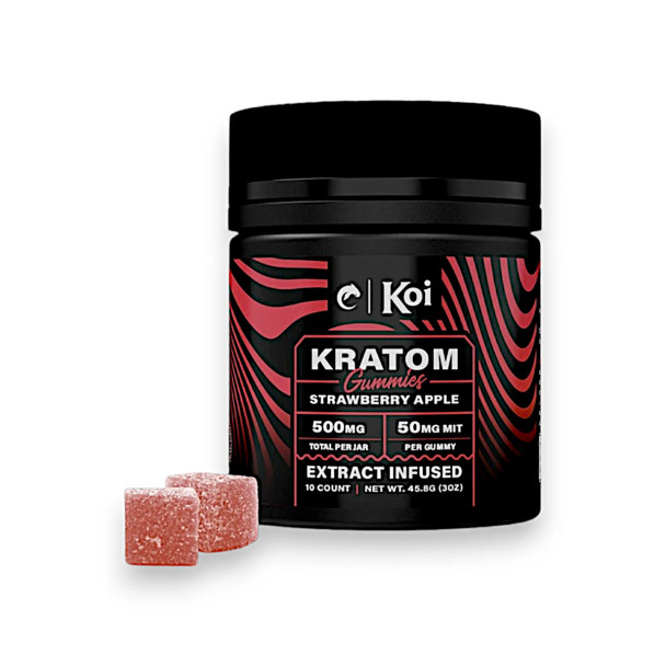 Koi Kratom Extract Infused Gummies Strawberry Apple 500mg 10ct