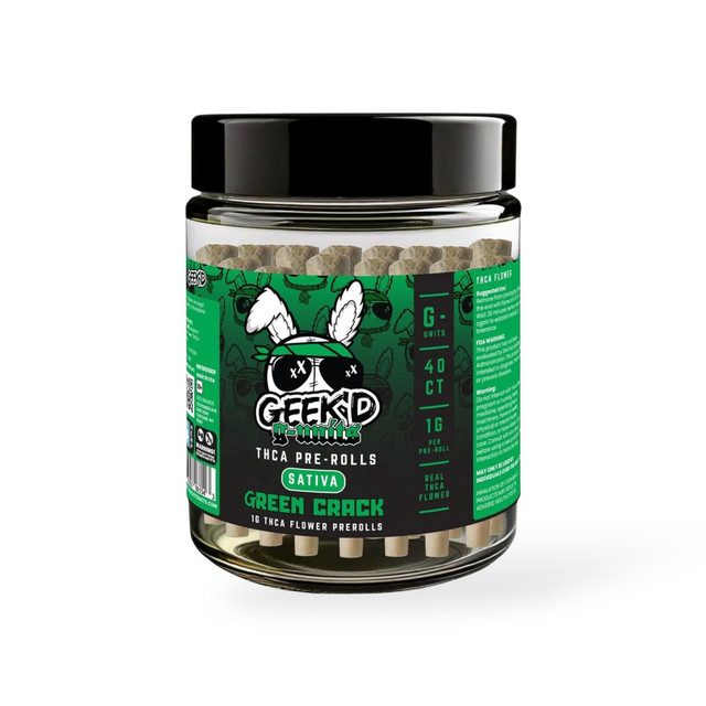 Geek'd G-Units THCA 1g Pre Rolls Sativa Green Crack 40ct