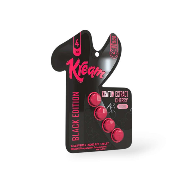 Kream Black Edition Next Gen Kratom Extract Cherry Chewable Tablets 200mg