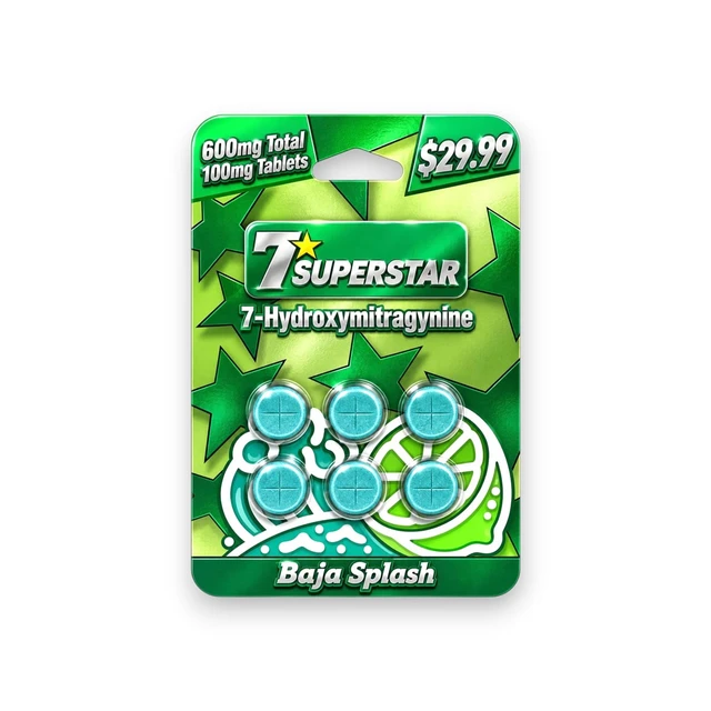 7 Superstar 7- Hydroxymitragynine Chewable Tablets Baja Splash 100mg | 6ct