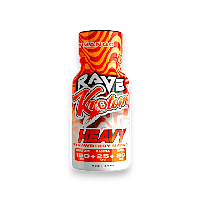 Rave Kratom Extract Shot Heavy Kanna + Gaba Strawberry Mango 2oz