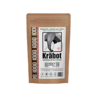Krabot Kratom Mushroom Infused Powder Green Maeng Da 100g