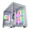 FSP S380 White Gaming M-ATX Mid-Tower 3D Curved Glass Case, Up to M-ATX MB Supported, White Case