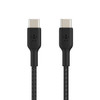 Belkin BoostCharge Braided USB-C to USB-C Cable (0.15M) - Black (CAB004bt0MBK), 60W, 480Mbps, 30K+ bend, 2 Year Warranty