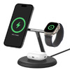 Belkin BoostCharge Pro 3-in-1 Magnetic Wireless Charging Stand with Qi2 15W, Black(WIZ023AUBK), 36W Power Supply With Attached USB-C Cable