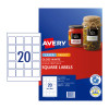 Avery Label Gloss Square L7124 45 x 45mm 20 Up Pack 10