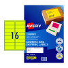 Avery Fluoro Yellow High Visibility Shipping Labels for Laser Printers, 99.1 x 34 mm, 400 Labels (35942 / L7162FY)