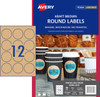 Avery Kraft Brown Round Labels, 60 mm diameter, 180 Labels (980002 / L7106)
