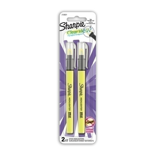 Sharpie Clear View Highlighter Stick Yellow Pack of 2 Box 6