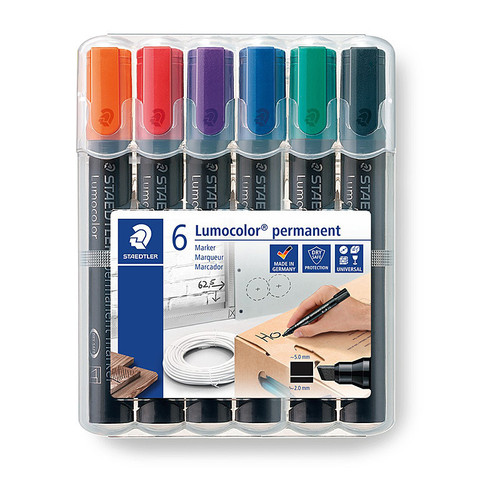 Staedtler Permanent Marker Chisel Assorted Wallet 6