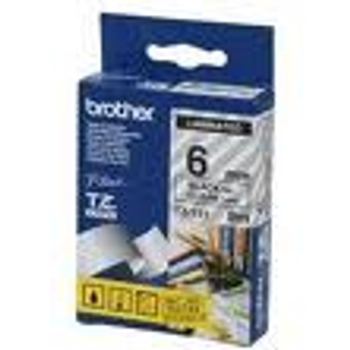 Brother TZe-111 Laminated 6mm x 8m - Black printing on Clear Tape