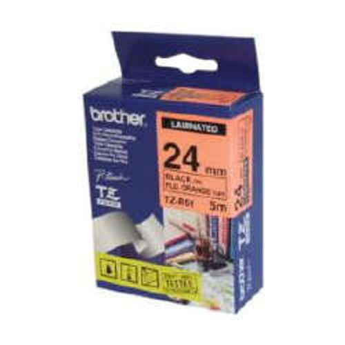 Brother TZeB51 Labelling Tape Black on Orange 24mm x 5 meters