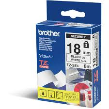 Brother 18mm Black on White Security Tape - 8 meters