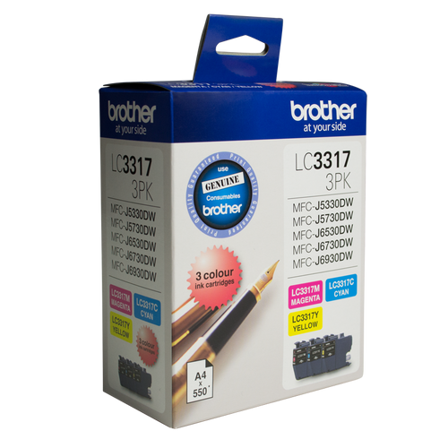 Brother LC-3317 CMY Colour Pack - 550 pages each