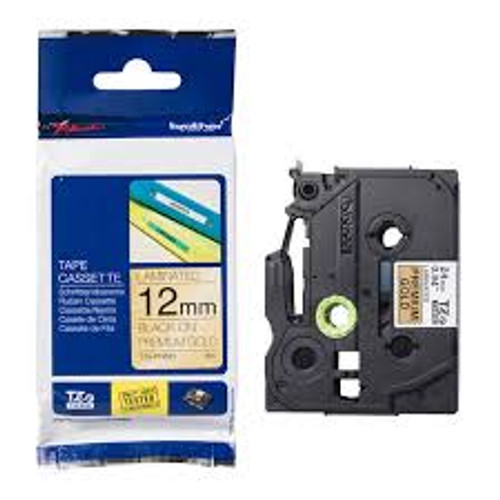 Brother 24mm Black on Glitter Gold Tape - 4 meters