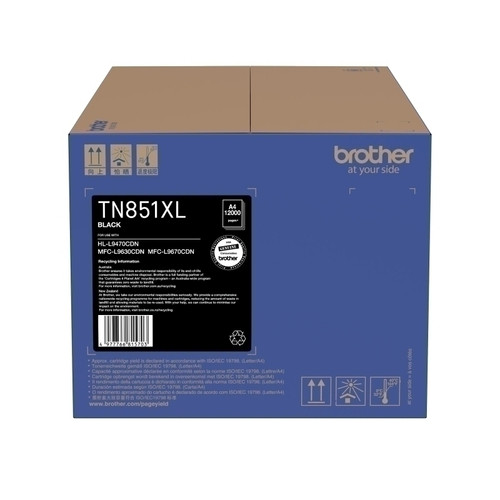 Brother TN851XLBK Black Toner - 12,000 pages