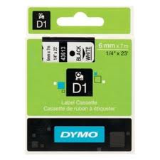 Dymo D1 LABEL 6mm x 7m - BLACK ON CLEAR