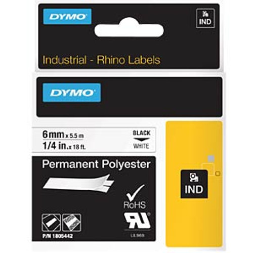 Dymo Rhino Black on White 6mm Tape