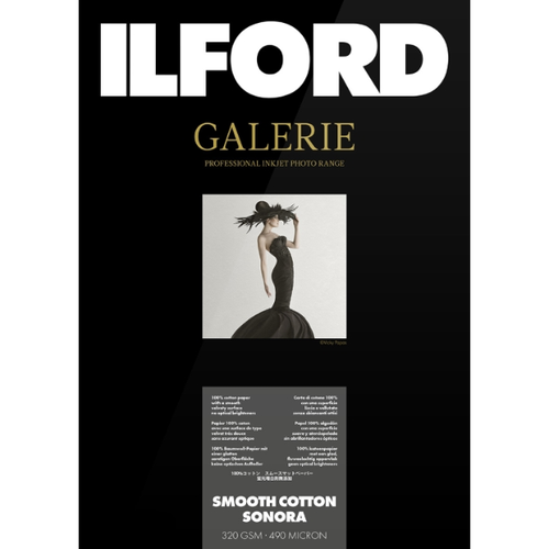 Ilford GALERIE Smooth Cotton Sonora 320gsm A3+ (329mm x 483mm) 25 Sheets