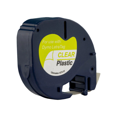 Compatible Dymo SD12267 Label Black Text on Clear Plastic Tape 12mm wide x 4 metres long