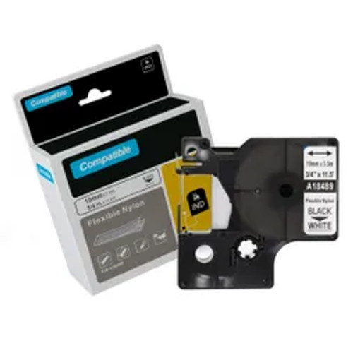Compatible Dymo SD18484 Label Black Text on White Industrial Permanent Polyester Labels 19mm wide x 5.5 metres long