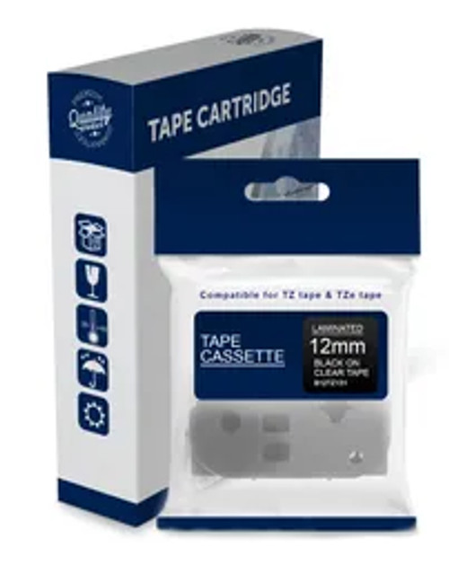 Compatible Brother TZe Label Blue Text on Clear Laminated Tape 12mm wide x 8 metres long TZe133