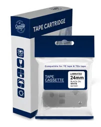 Compatible Brother TZe Label Black Text on White Laminated Tape 24mm wide x 8 metres long TZe251